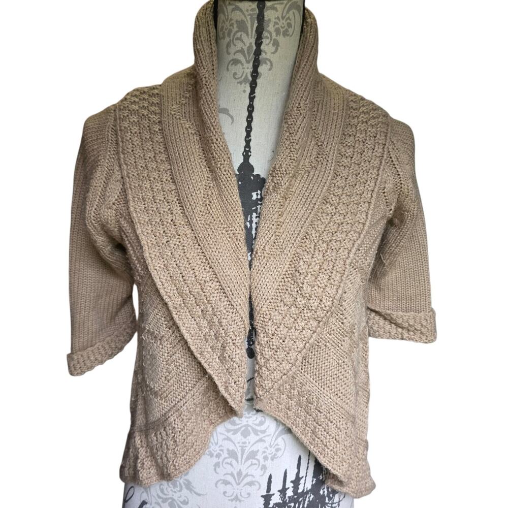 Y2k Cottagecore Dolled Up Tan Ruffle Short Sleeve Cardigan Size M